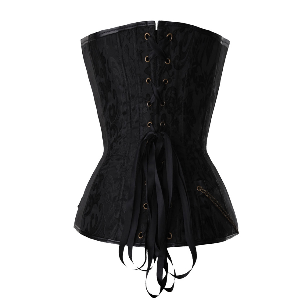 哥特式宫廷束身衣欧美棕色收腹束腰带塑身衣bustier 全球一件代发