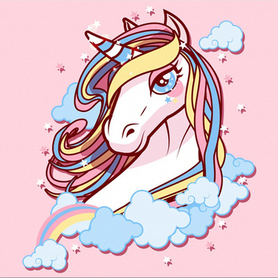 跨境diy新款5d钻石画客厅爆款 卡通独角兽十字绣砖石贴钻画批发