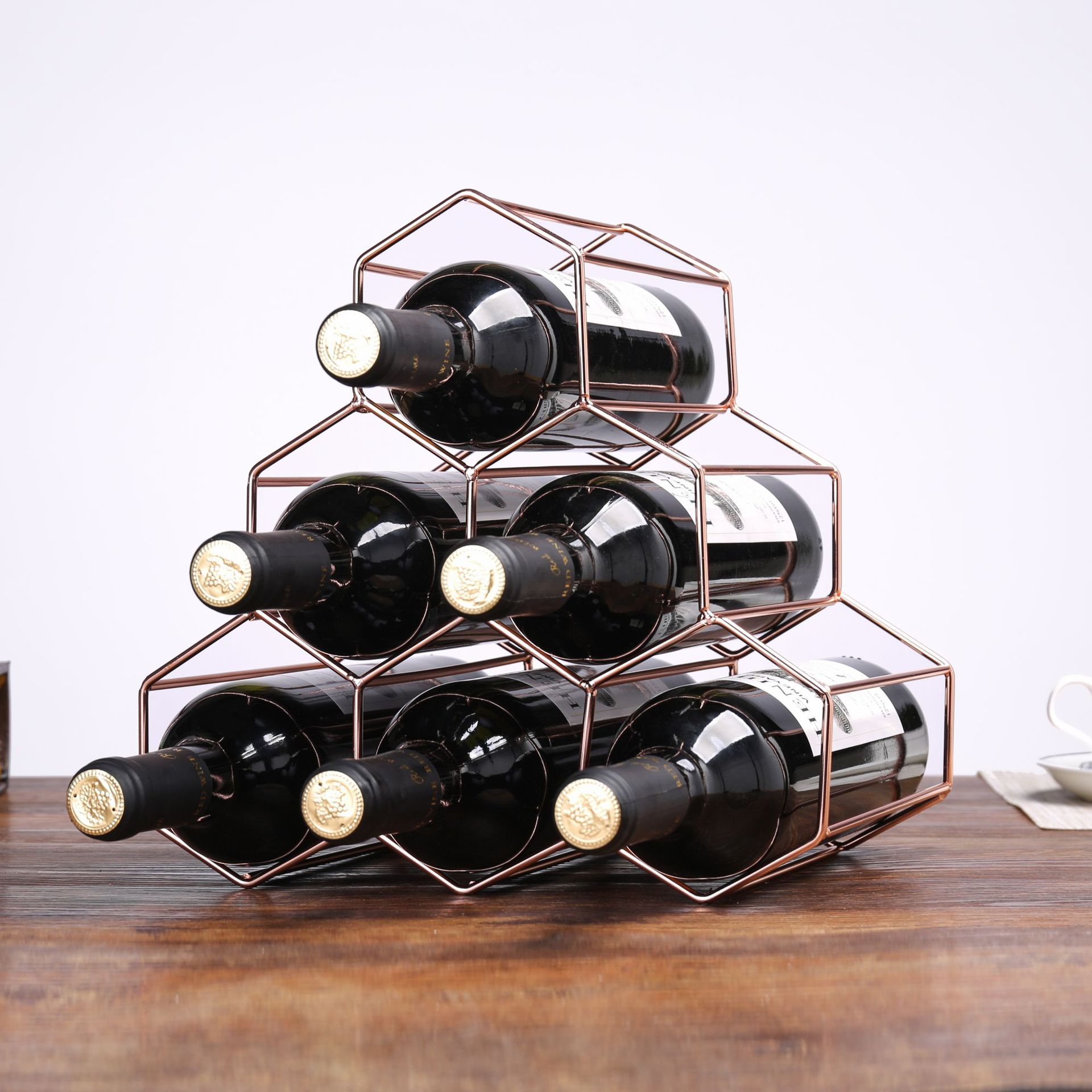 现代简约欧式创意铁艺红酒架摆件客厅家用展示架装饰酒瓶架子酒格