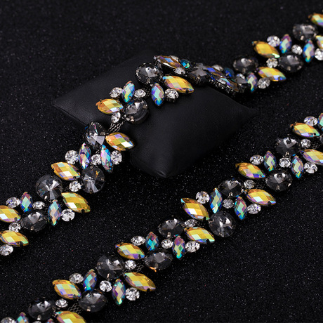 水钻链条 婚纱礼服裙服装钻石 花水钻码链彩虹雨水钻链条