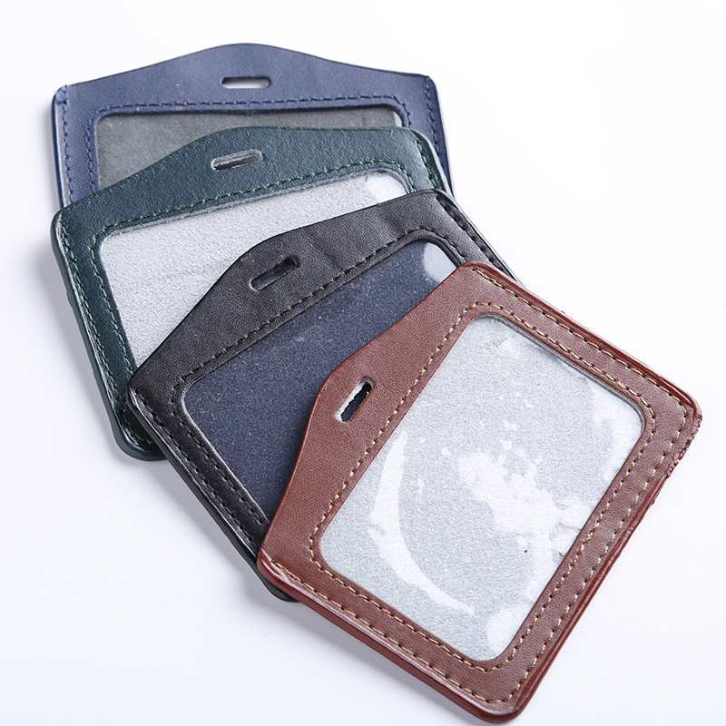 真皮工作证定制卡套 卡套牛皮证件卡夹 厂家直销厂牌胸卡套批发