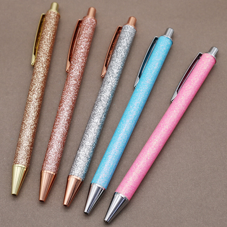 创意包皮金葱粉按动圆珠笔闪粉广告礼品金属笔定制跳动中油原子笔