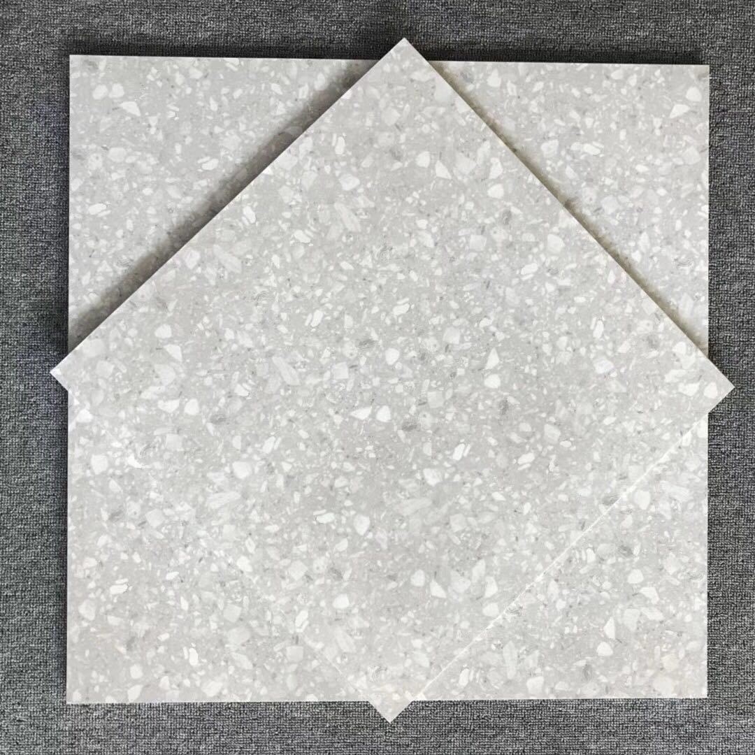仿水磨石瓷砖600x600商场防滑耐磨地砖厨卫浅灰颗粒仿古砖