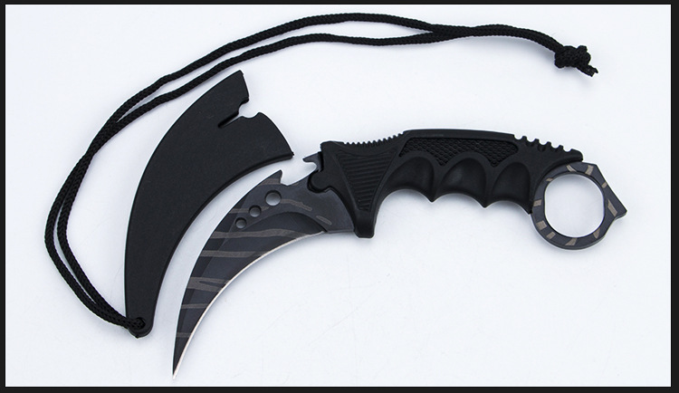 【新版】三眼直纹爪子刀条纹户外刀野营防身直刀条纹csgo游戏刀