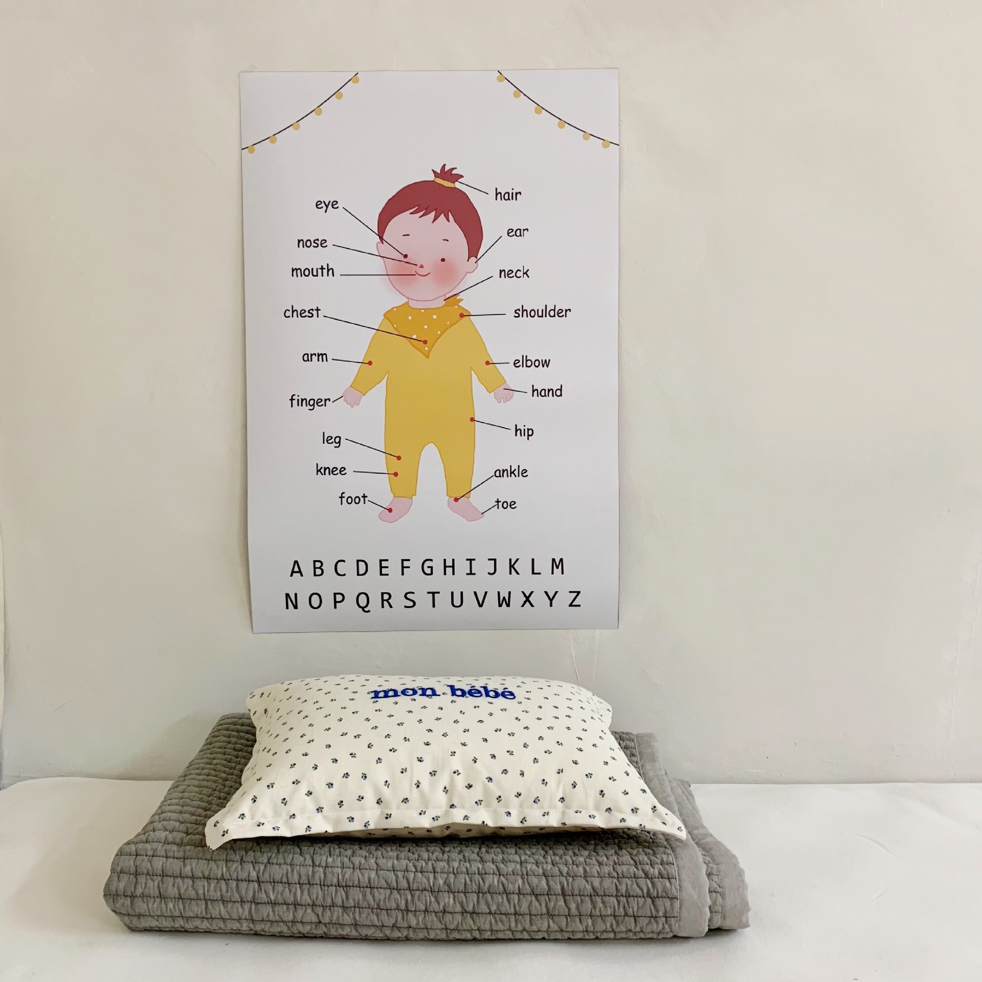 韩国ins墙贴 防水画报 儿童身体结构数字场景认知贴小画报