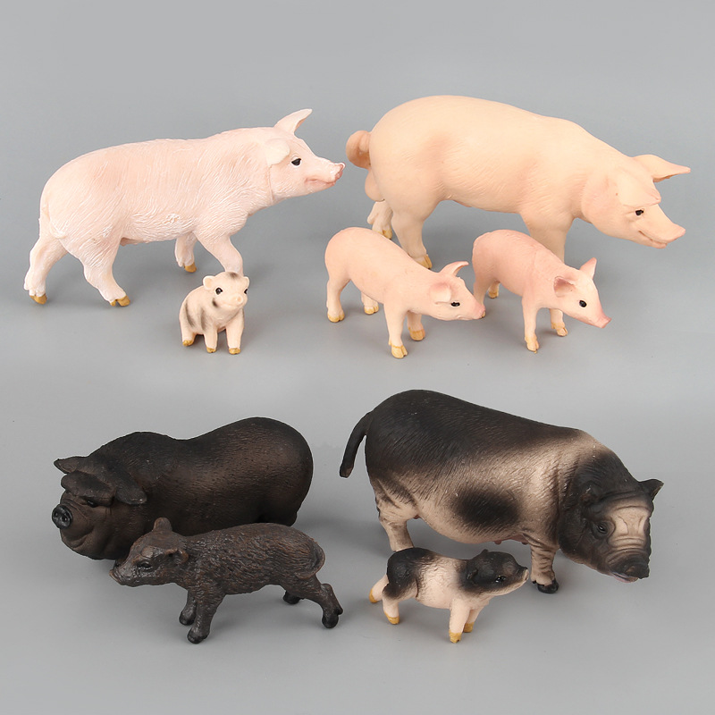 Factory Foreign Trade 9 Simulation Poultry Animal Model Mini Pig Black Pig Big White Pig Toy Home Decorations and Accessories