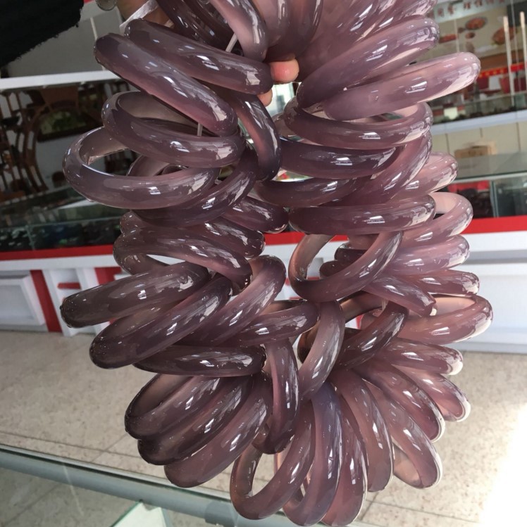 巴西冰种帝王紫玉髓玉石手镯女款紫玉髓玛瑙手镯玉镯子批发直播款