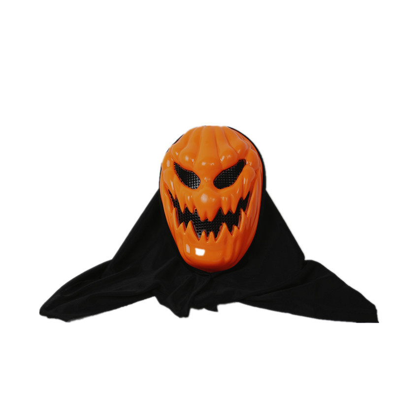 Cross-Border New Small Wholesale Halloween Trick Props Full Face Head Cover Orange Pumpkin Skull Ghost Face Mask