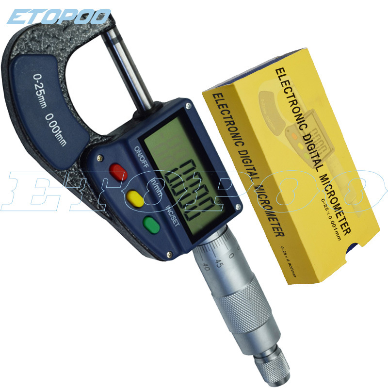 etopoo新品 0-25mm 0.001mm 超大屏数显千分尺 螺旋测微器