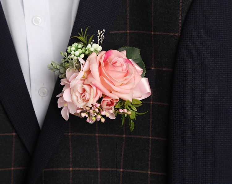 高档胸花保湿玫瑰会议贵宾专用礼仪胸花 批发结婚礼胸花商务襟花