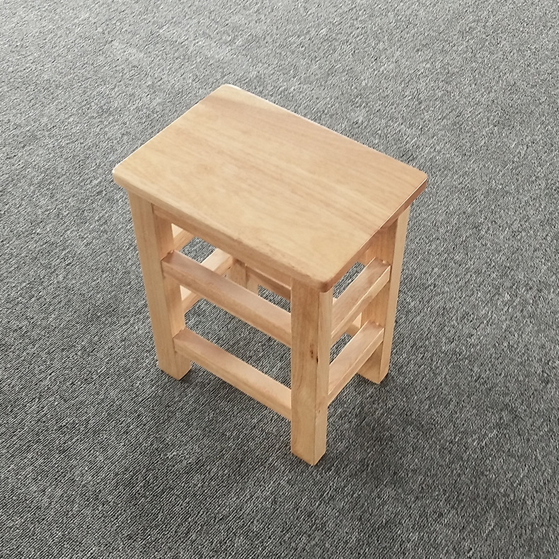 实木方凳 橡胶木学生凳子原木色简易四方凳学校培训机构耐摔凳子