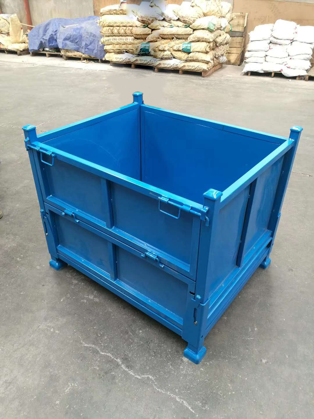 厂家加厚钢制料箱金属物流周转箱收纳储物折叠式钢制周转金属料箱