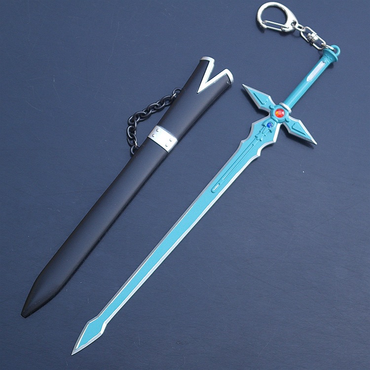 刀剑武器兵器桐人阐释者 白剑逐暗者带鞘刀扣钥匙扣22厘米