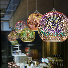 创意个性LED彩色3D玻璃吊灯北欧后现代简约餐客厅美式家居灯饰具