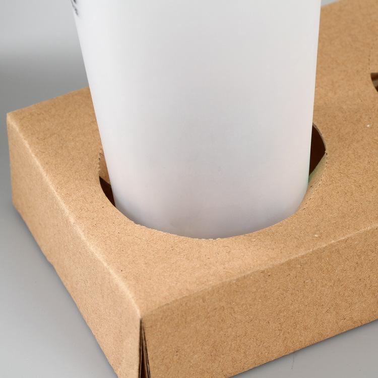 厂家奶茶咖啡牛皮纸底托 外卖防溢饮料杯托 定制外带饮品纸托盘