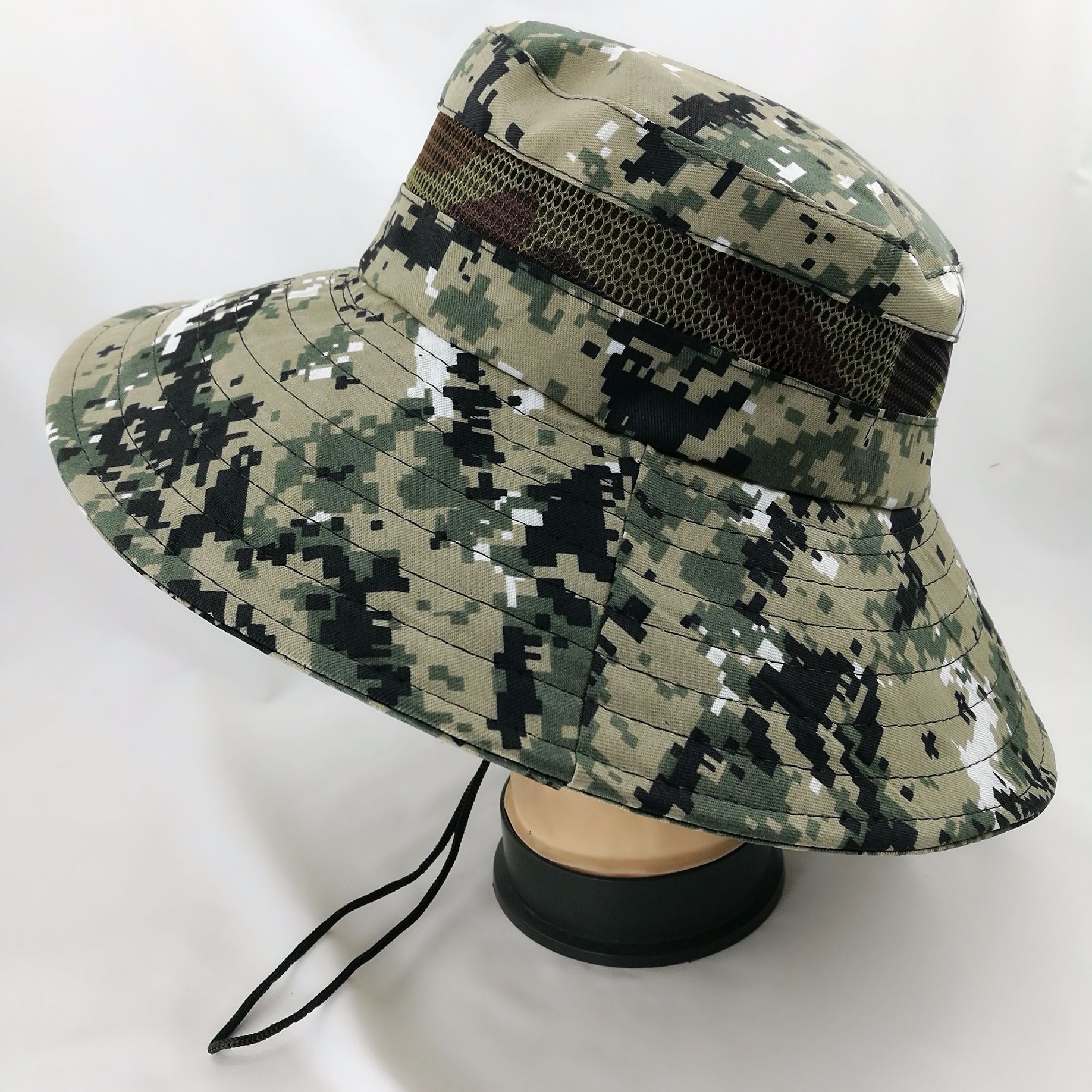 新款迷彩渔夫帽男士钓鱼登山户外盆帽女士遮阳沙滩休闲折叠帽批发