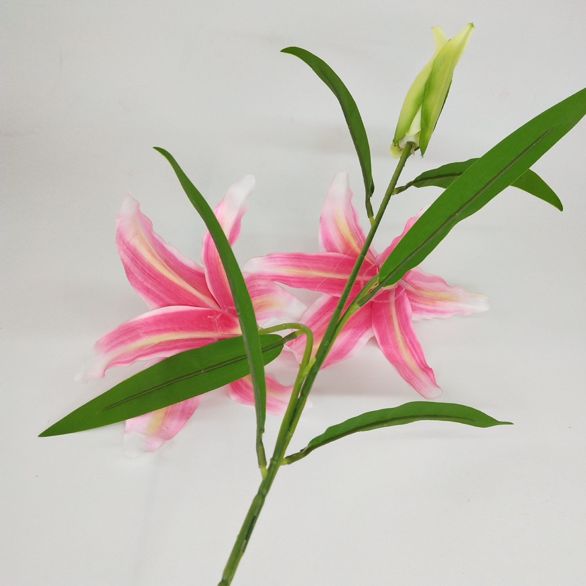 厂家3头单支百合 仿真花 植物假花婚庆插花装饰客厅卧室摆放