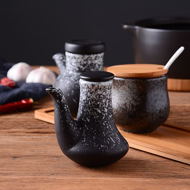 日式酱油壶寿司餐厅火锅料理陶瓷调味壶瓶酱醋壶辣椒罐牙签筒套装