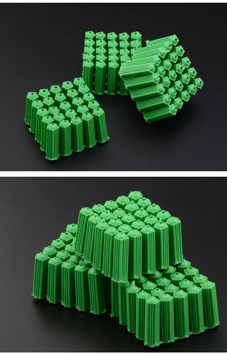 绿色螺丝胶塞 入墙胶粒 塑料膨胀螺丝 塑料膨胀管 塑料胶塞 m6