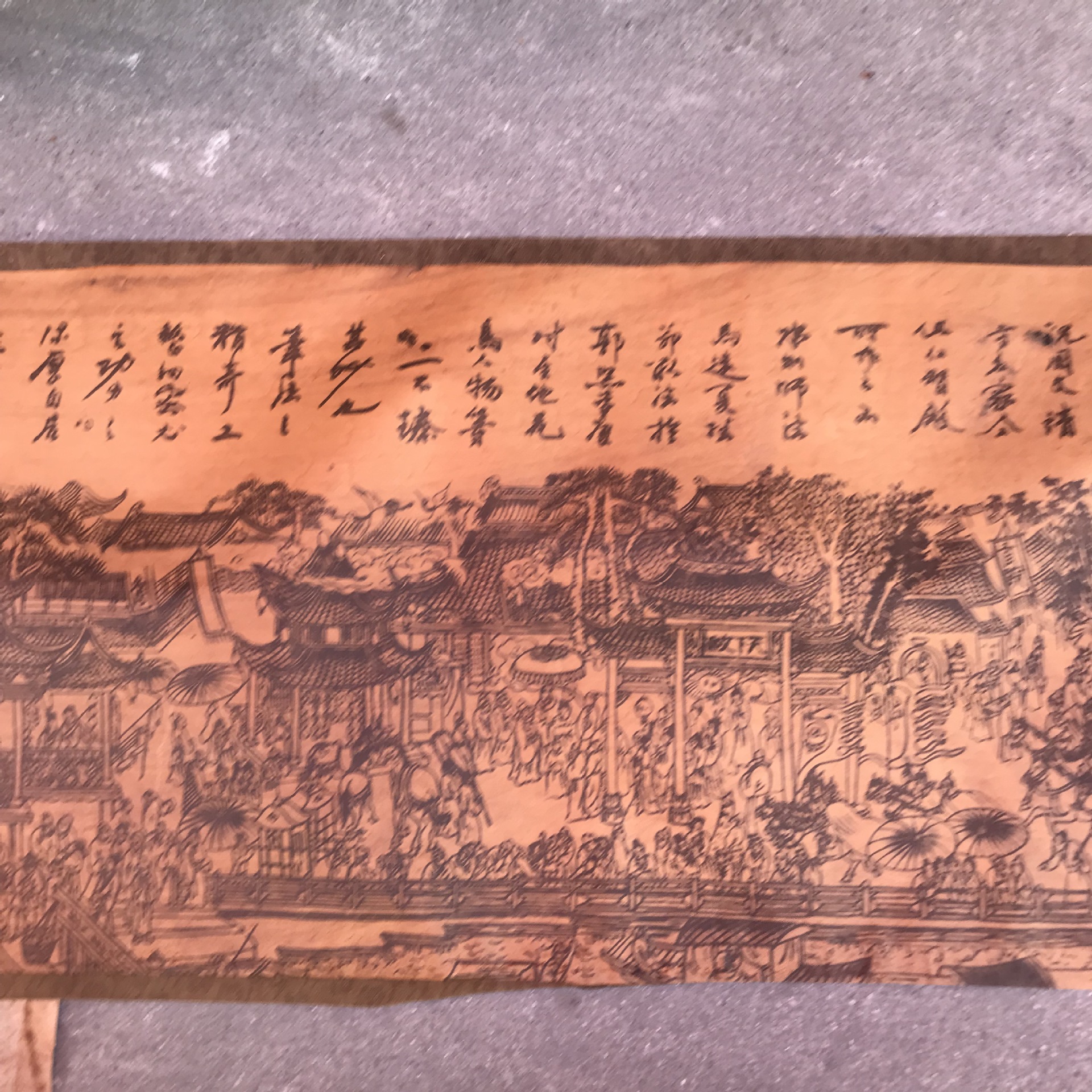古玩批发复古装饰画仿古字画长卷古画绢布画大名盛世图已装裱