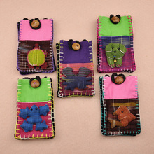 泰国创意织布植物手机袋西北亚特性布艺小包包钥匙挎包民族风布艺