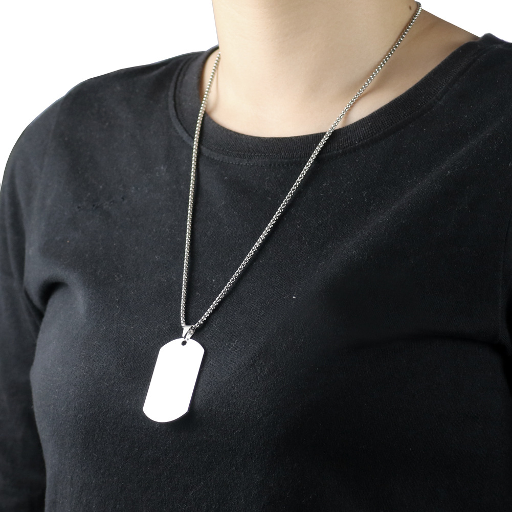 光面军牌吊坠个性化项链钨钢可刻字高品质欧美跨境电商亚马逊爆款