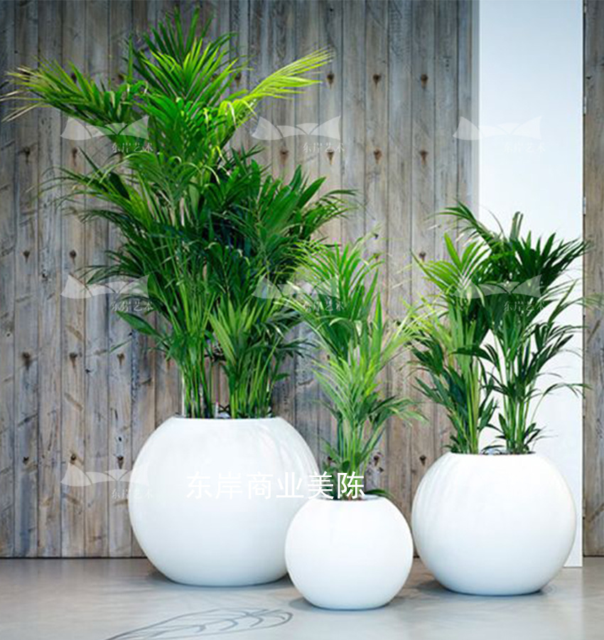 商场美陈装置艺术花缸花艺商务楼绿植摆件玻璃钢花盆艺术