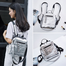 bags新款小众设计女包女式外贸银色反光个性两用裂纹双肩包包工厂