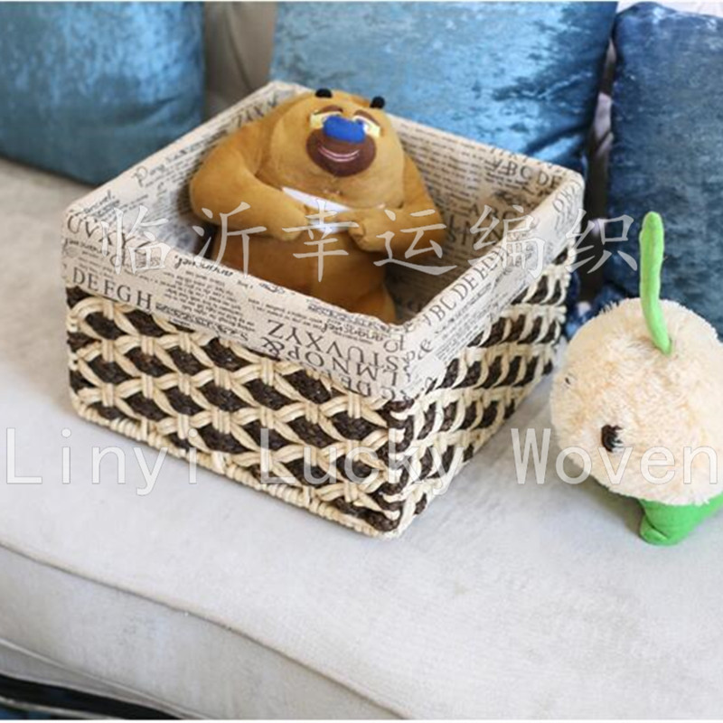 Linyi Lucky Woven for Corn Rope Woven Home Basket Household Sundries Storage Basket Wholesale