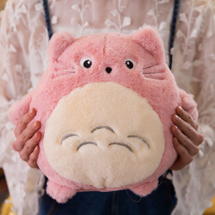 批发可爱龙猫小抱枕毛绒玩具布娃娃腰靠垫坐垫沙发办公室休息枕头