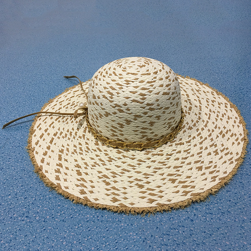 五根纸夹色纸草帽子流行时尚女士帽子夏季遮阳纸制帽子可批发