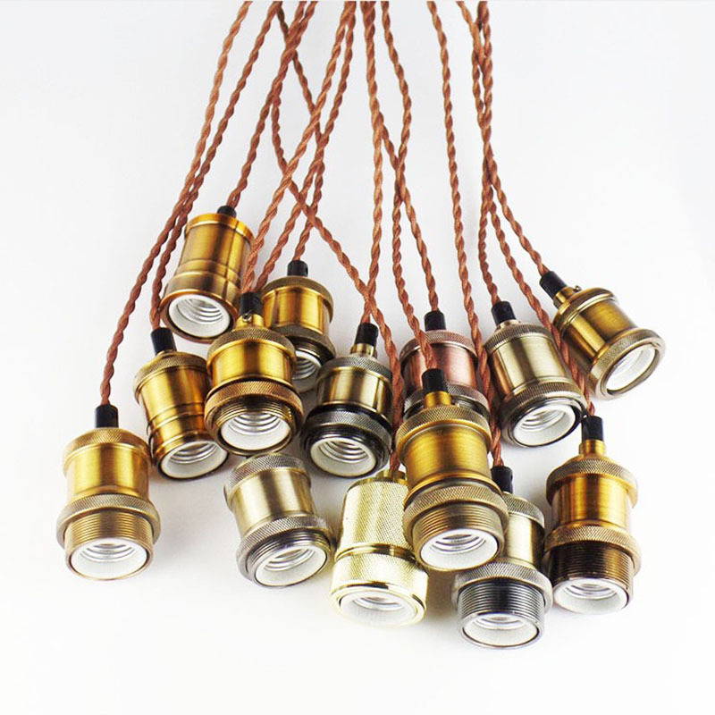 复古工业全铜灯头e27螺口创意个性咖啡厅单个多头吊灯头带线灯座