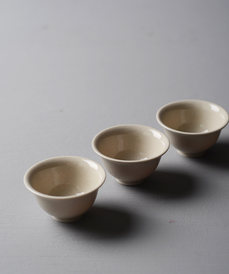 晴先生草木灰釉小茶杯品茗杯聚香杯复古功夫日式喝茶杯景德镇陶瓷