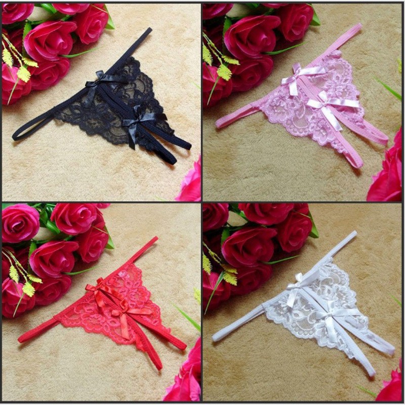 Night Listen Fragrance Manufacturer Sexy Lingerie Women's Underwear Lace Transparent Open Crotch Lace Temptation Three Points T-Shaped Panties Generation Hair