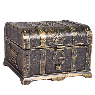 爆款海盗宝箱儿童寻宝图仿古塑料大号海盗宝藏箱玩具