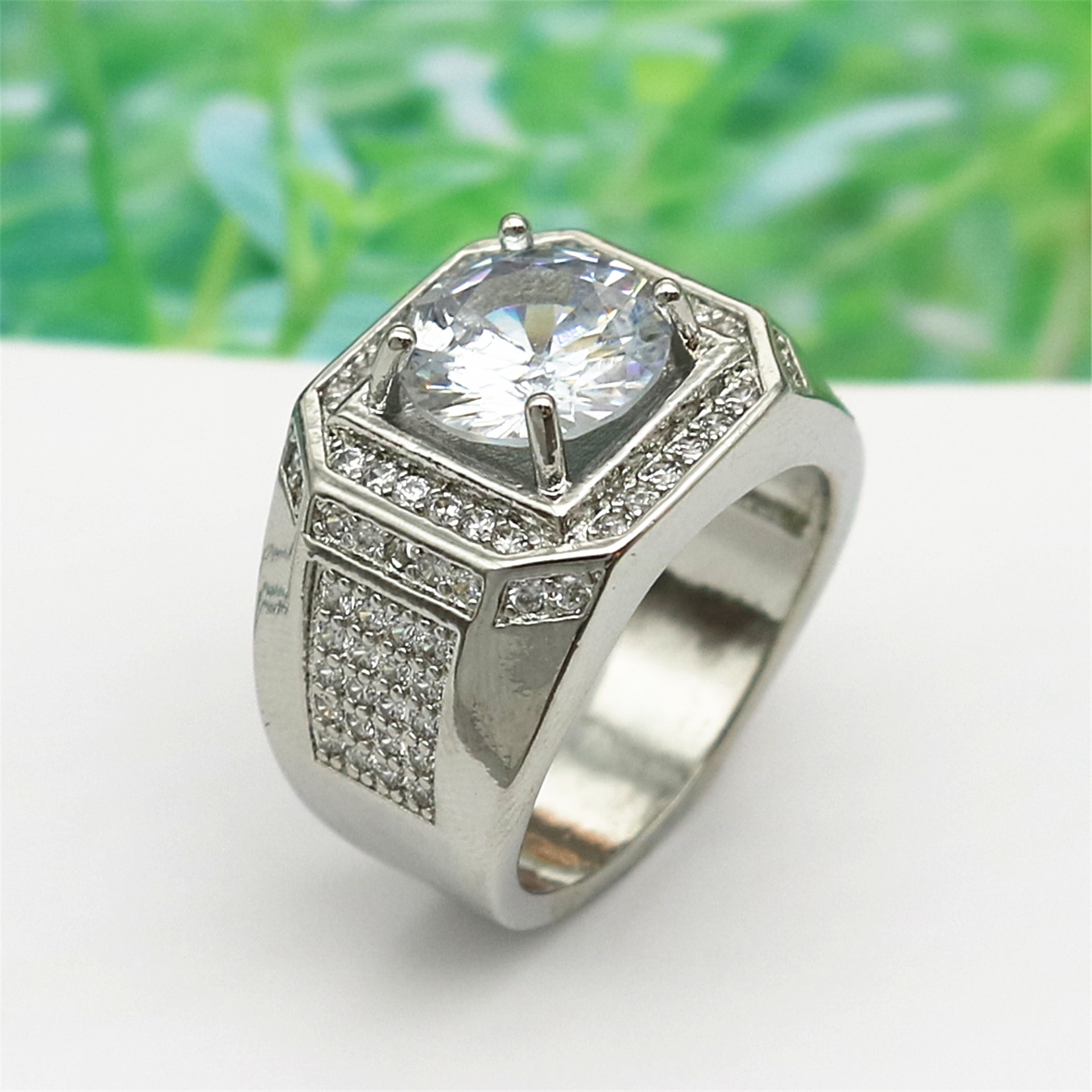 高端wish热卖欧美时尚戒指霸气男士钻戒 创意满钻微镶戒指批发