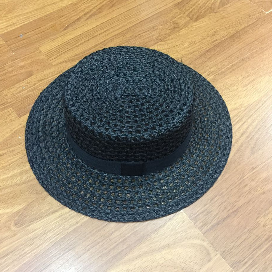 2017春夏黑白平顶草帽男女欧美时尚四方结遮阳帽出游礼帽一件代发