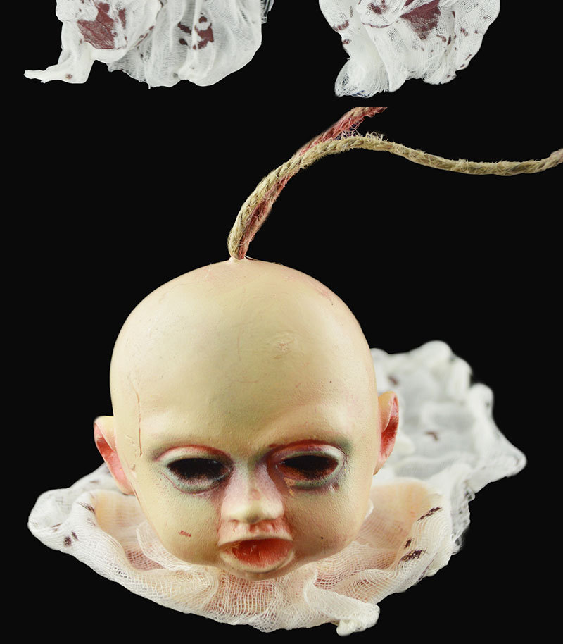 万圣节骷髅挂饰酒吧鬼屋密室布置道具恐怖魔婴鬼婴儿吊鬼巫师挂件