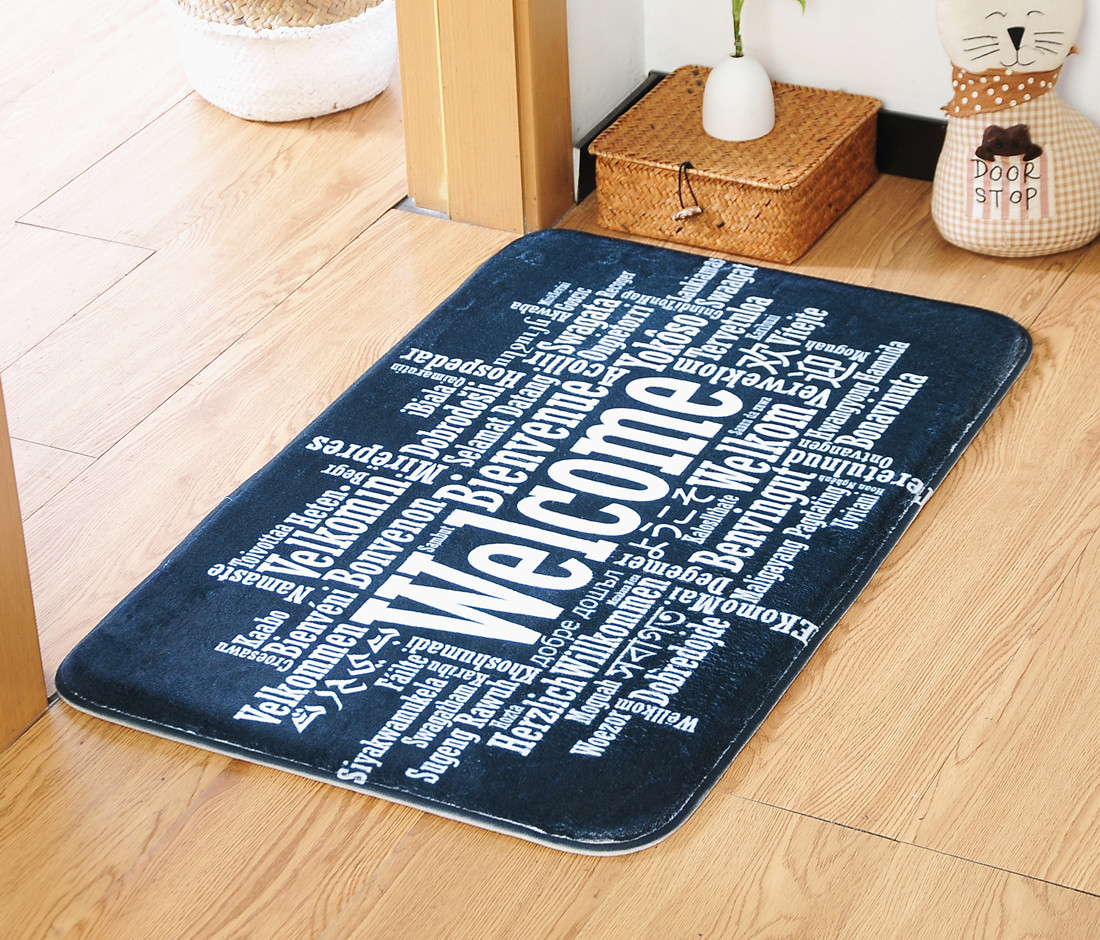 welcome迎宾地毯地垫精品法兰绒海绵地垫入户门口客厅卧室门口垫