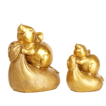 杨铜记 铜老鼠 布袋鼠摆件金钱鼠工艺品家居  铜钱袋鼠