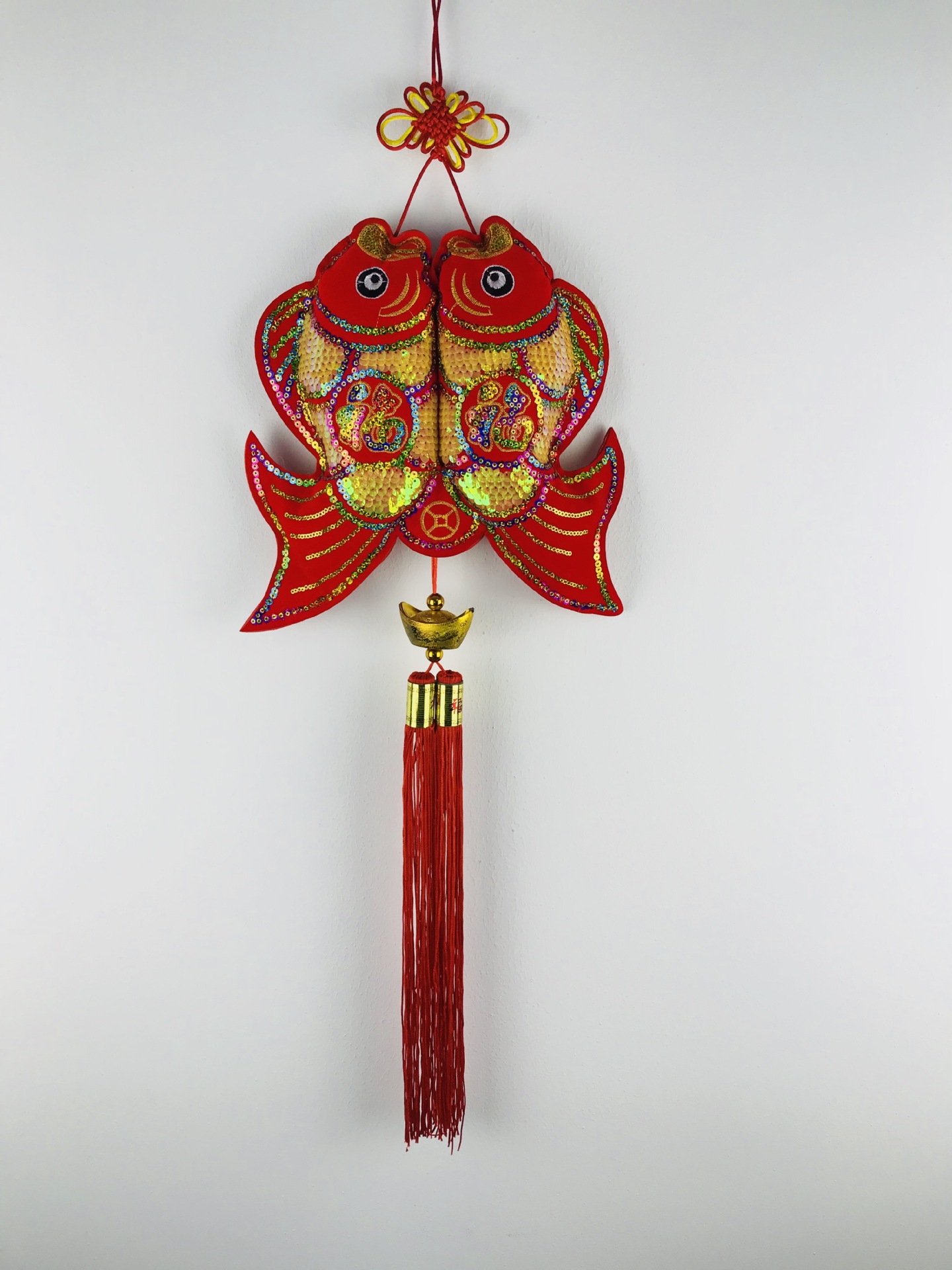 中国结 绣花双鱼挂件 装饰春节节日场景布置 手工年年有鱼挂件