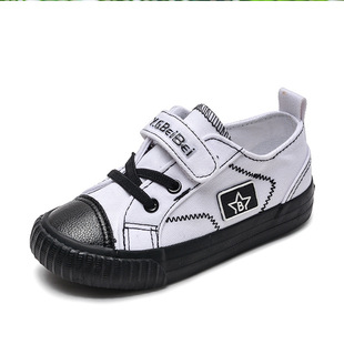 2019秋季新款贝贝帆布鞋 纯色宝宝鞋 男女童低帮搭扣板鞋学步鞋