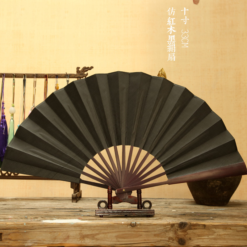 清仓处理10寸大号双面绢扇男扇 中国风扇子男士纳凉折扇书生扇