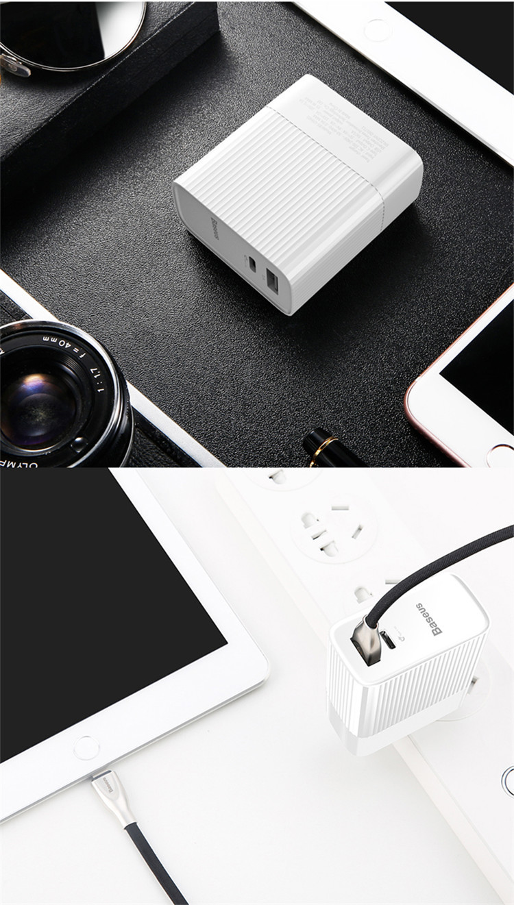 倍思type-c pd3.0 闪充 usb 旅行手机快充头 创享折叠式充电器