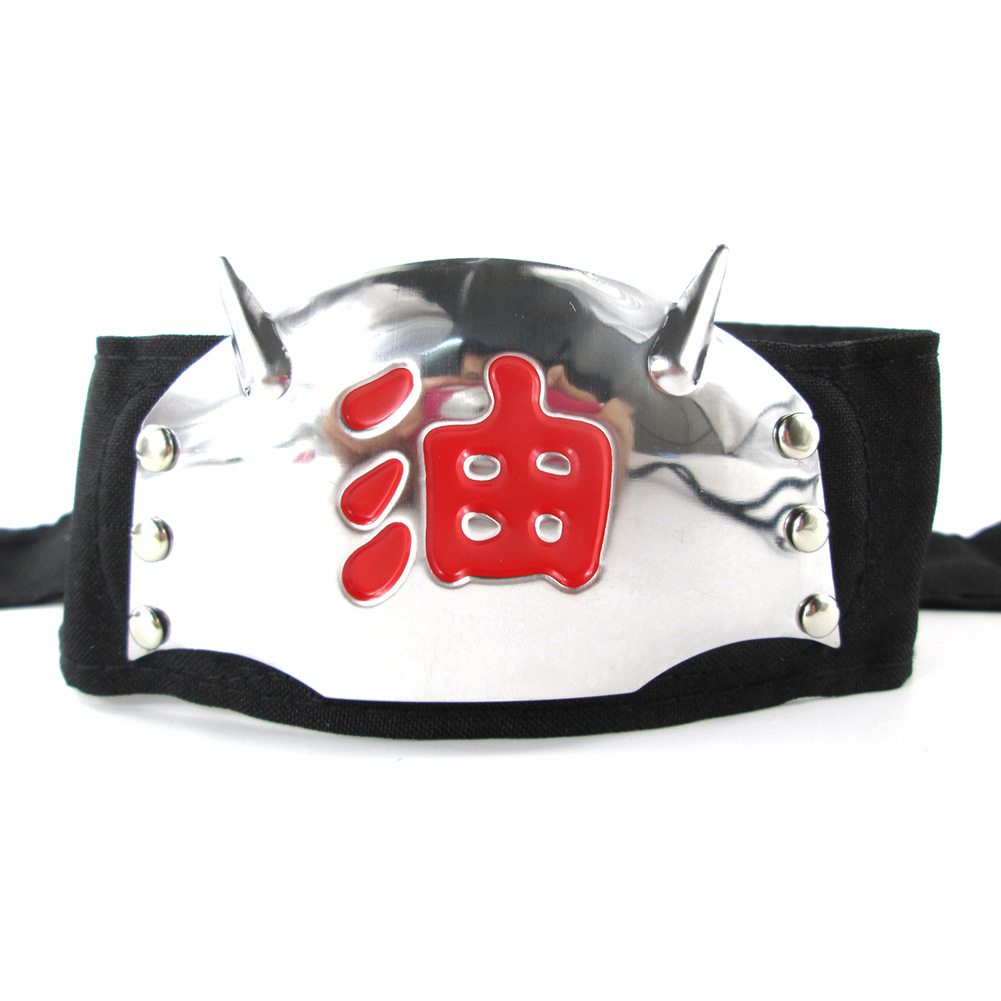 【跨境】火影忍者 好色仙人 自来也 木叶忍者 红黑色 油字 护额