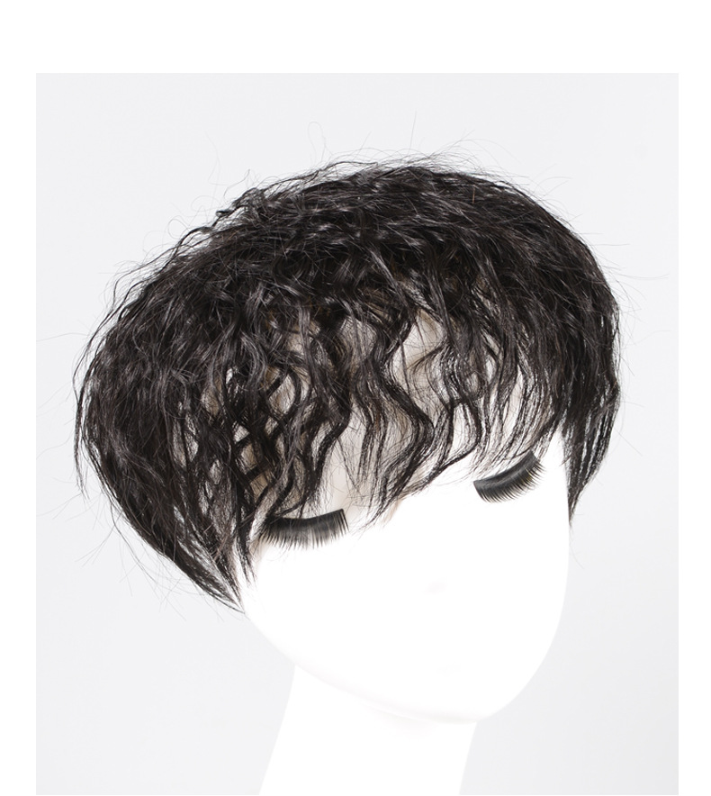 真人发头顶补发片遮白发发量稀少蓬松自然增发量玉米须卷发假发片