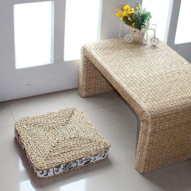 天然草编坐垫榻榻米瑜伽飘窗蒲团坐垫打坐禅修垫草垫子方形玉米皮