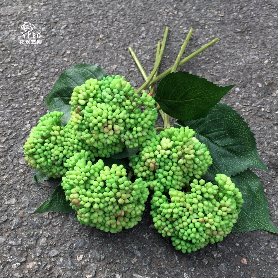仿真多肉植物 软胶绣球果 7色可选 手感软胶米仔果 手捧插花配材