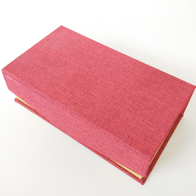 红色仿布纸大号长方形仿布纸礼盒定做书本式圣诞包装礼品盒