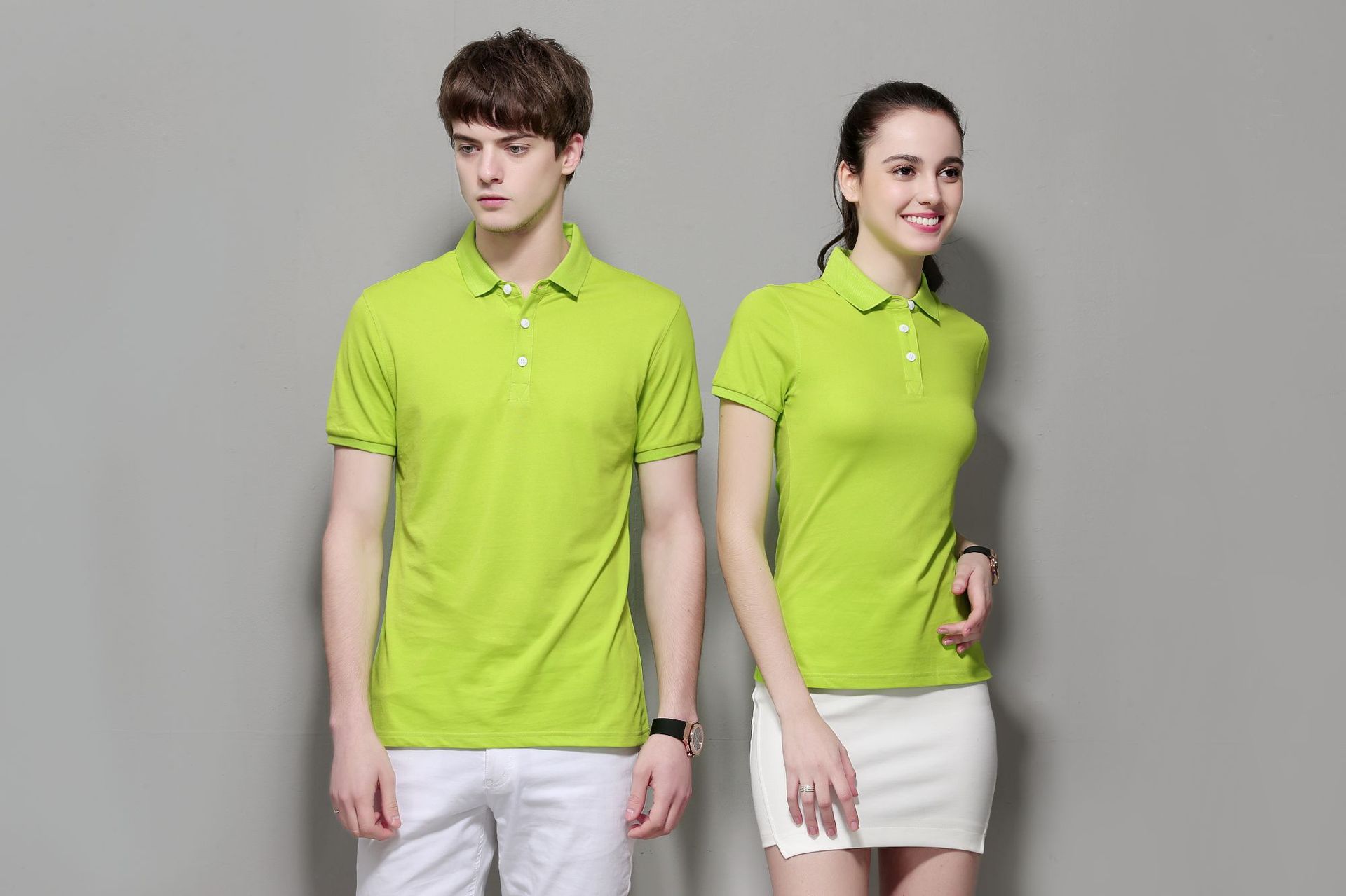 定制180克32支纯棉珠地网眼小领子企业工作服翻领短袖polo衫印字